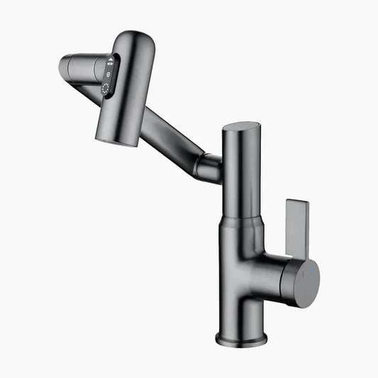 Lefton Single-Hole Rotatable Faucet with Temperature Display.