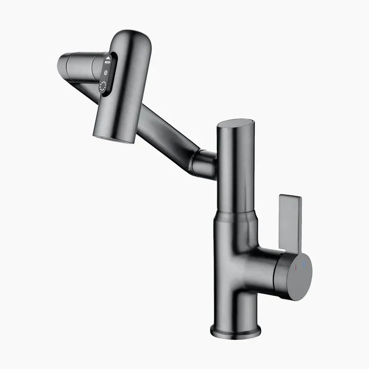 Lefton Single-Hole Rotatable Faucet with Temperature Display.