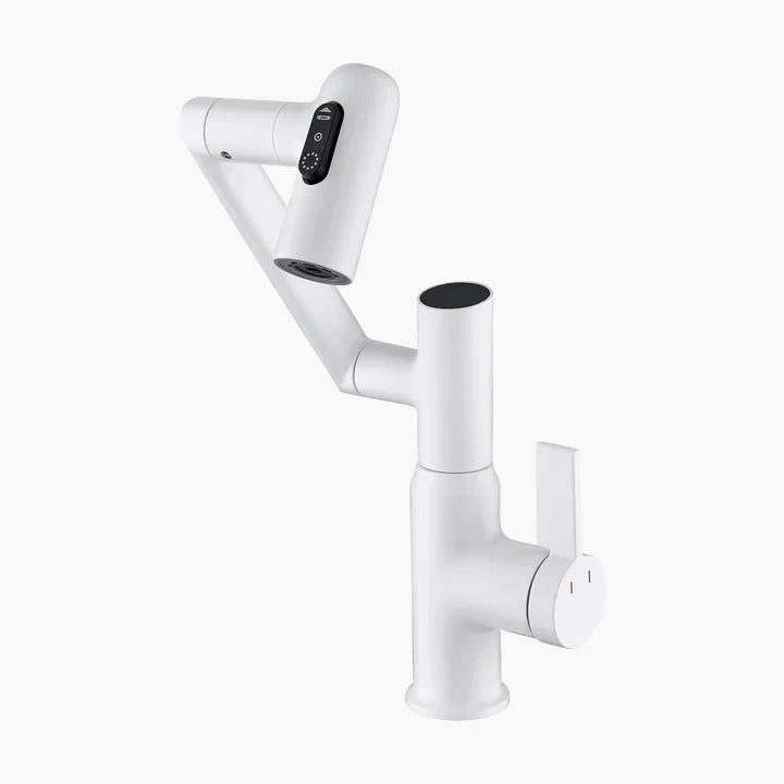Lefton Single-Hole Rotatable Faucet with Temperature Display.