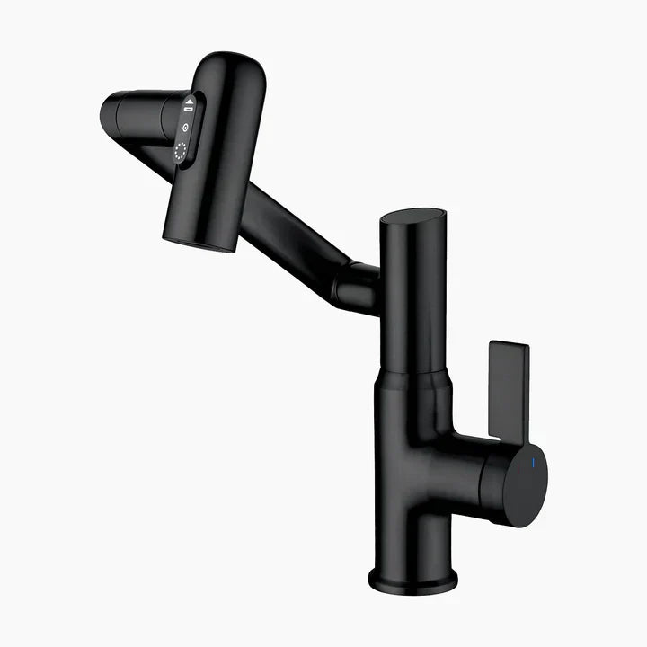 Lefton Single-Hole Rotatable Faucet with Temperature Display.