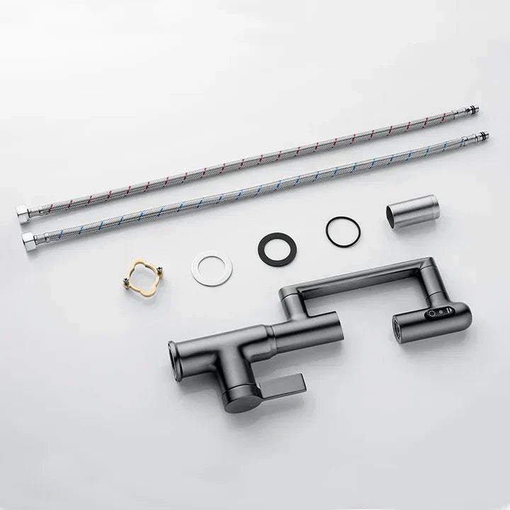 Lefton Single-Hole Rotatable Faucet with Temperature Display.