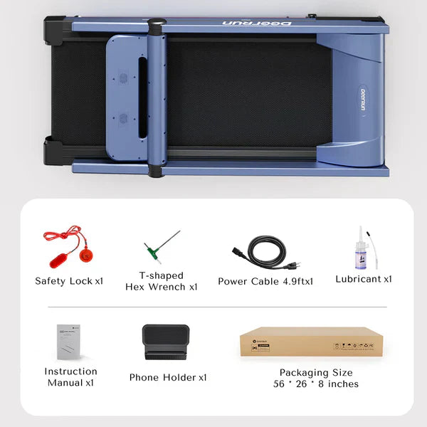 DeerRun A1 Pro Folding Smart Treadmill with 6% Incline - 16kph, 150kg