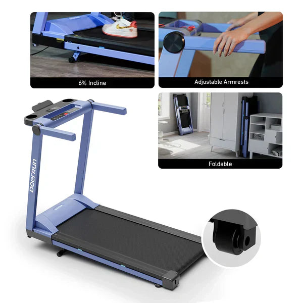 DeerRun A1 Pro Folding Smart Treadmill with 6% Incline - 16kph, 150kg