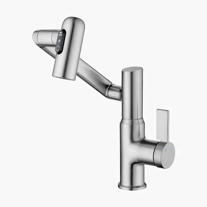 Lefton Single-Hole Rotatable Faucet with Temperature Display.