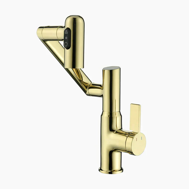 Lefton Single-Hole Rotatable Faucet with Temperature Display.